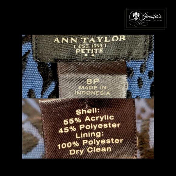 Ann Taylor Petite Black and Blue Damask Pencil Skirt Size 8P - Picture 7 of 9